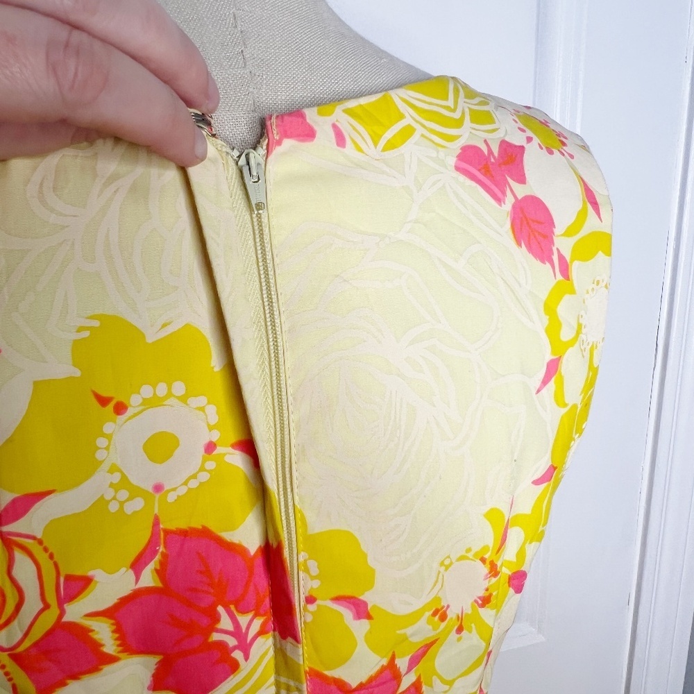 Vintage Yellow Floral Maxi Dress — 1970s Style —pink yellow floral print medium - Picture 5 of 9